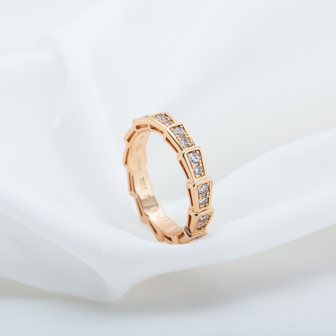 [Vicky]SERPENTI RING PINK GOLD DIAMOND PAVED 3MM