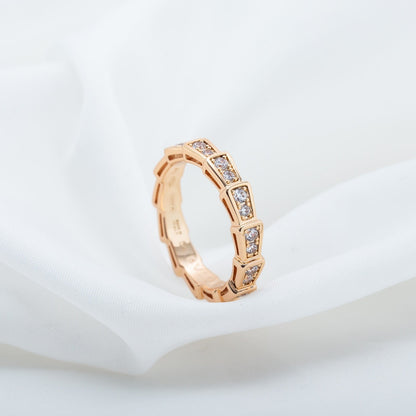 [Vicky]SERPENTI RING PINK GOLD DIAMOND PAVED 3MM