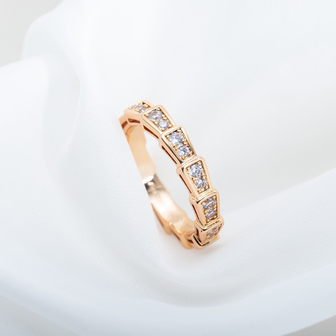 [Vicky]SERPENTI RING PINK GOLD DIAMOND PAVED 3MM
