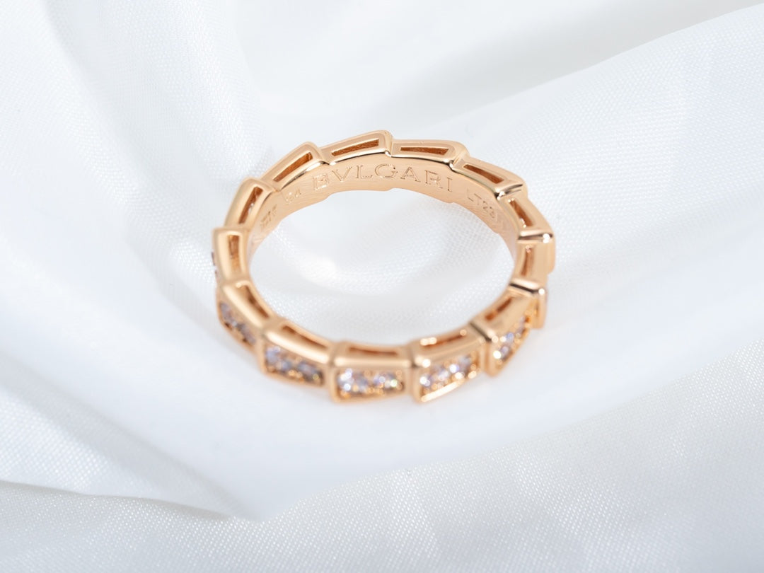 [Vicky]SERPENTI RING PINK GOLD DIAMOND PAVED 3MM