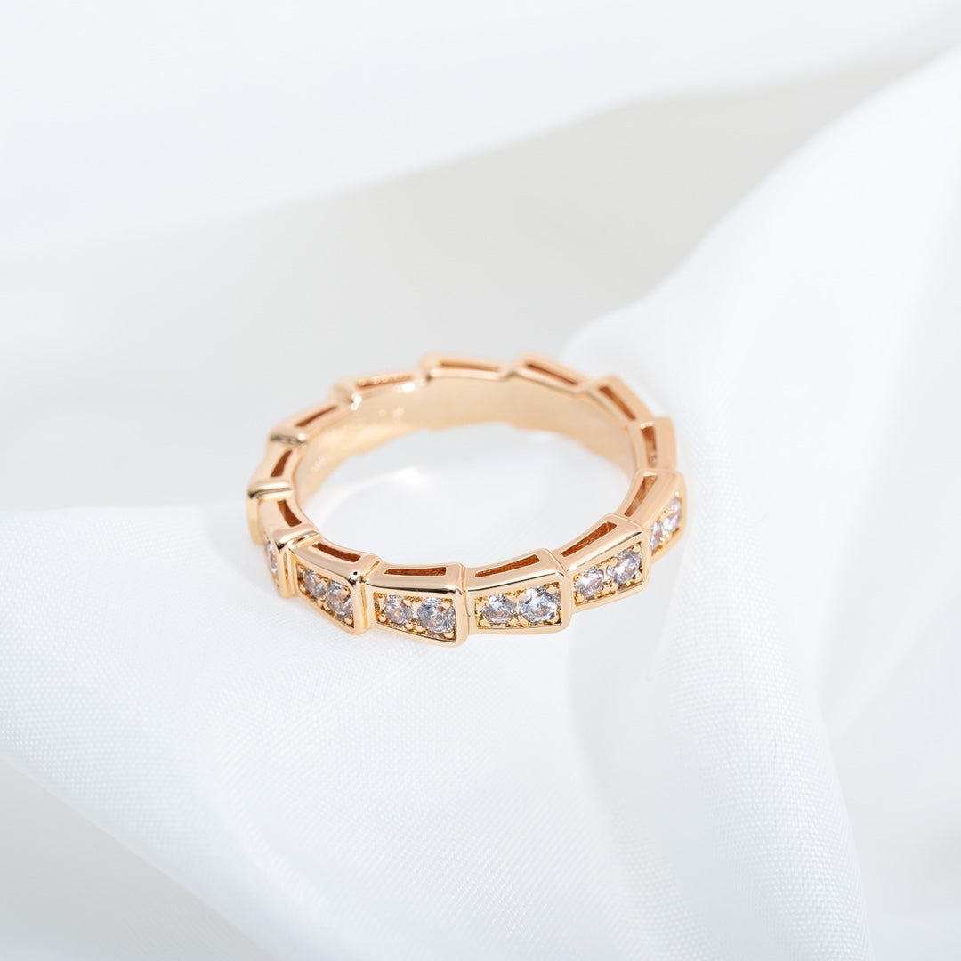 [Vicky]SERPENTI RING PINK GOLD DIAMOND PAVED 3MM