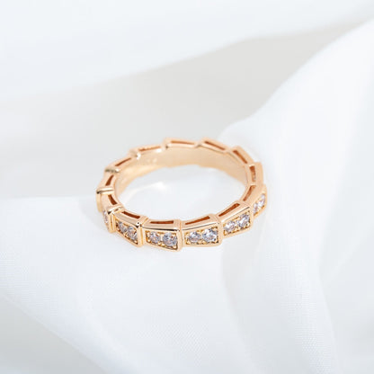 [Vicky]SERPENTI RING PINK GOLD DIAMOND PAVED 3MM