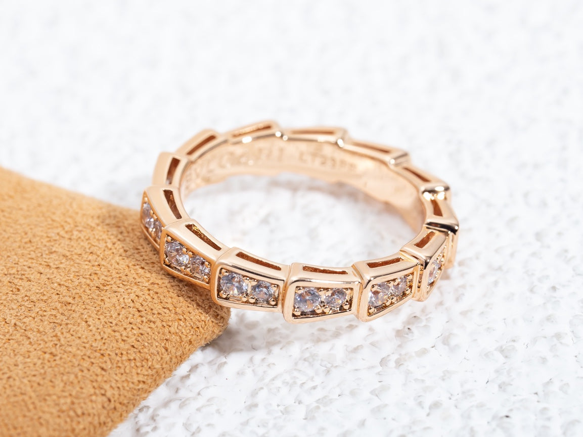 [Vicky]SERPENTI RING PINK GOLD DIAMOND PAVED 3MM