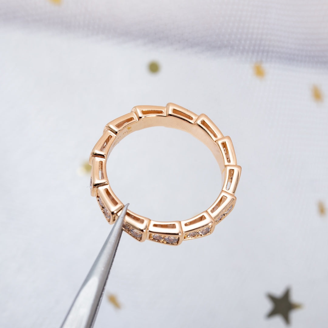 [Vicky]SERPENTI RING PINK GOLD DIAMOND PAVED 3MM