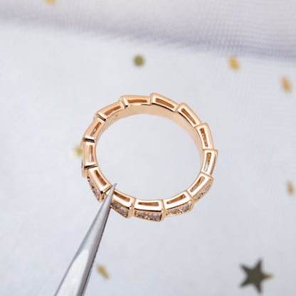 [Vicky]SERPENTI RING PINK GOLD DIAMOND PAVED 3MM