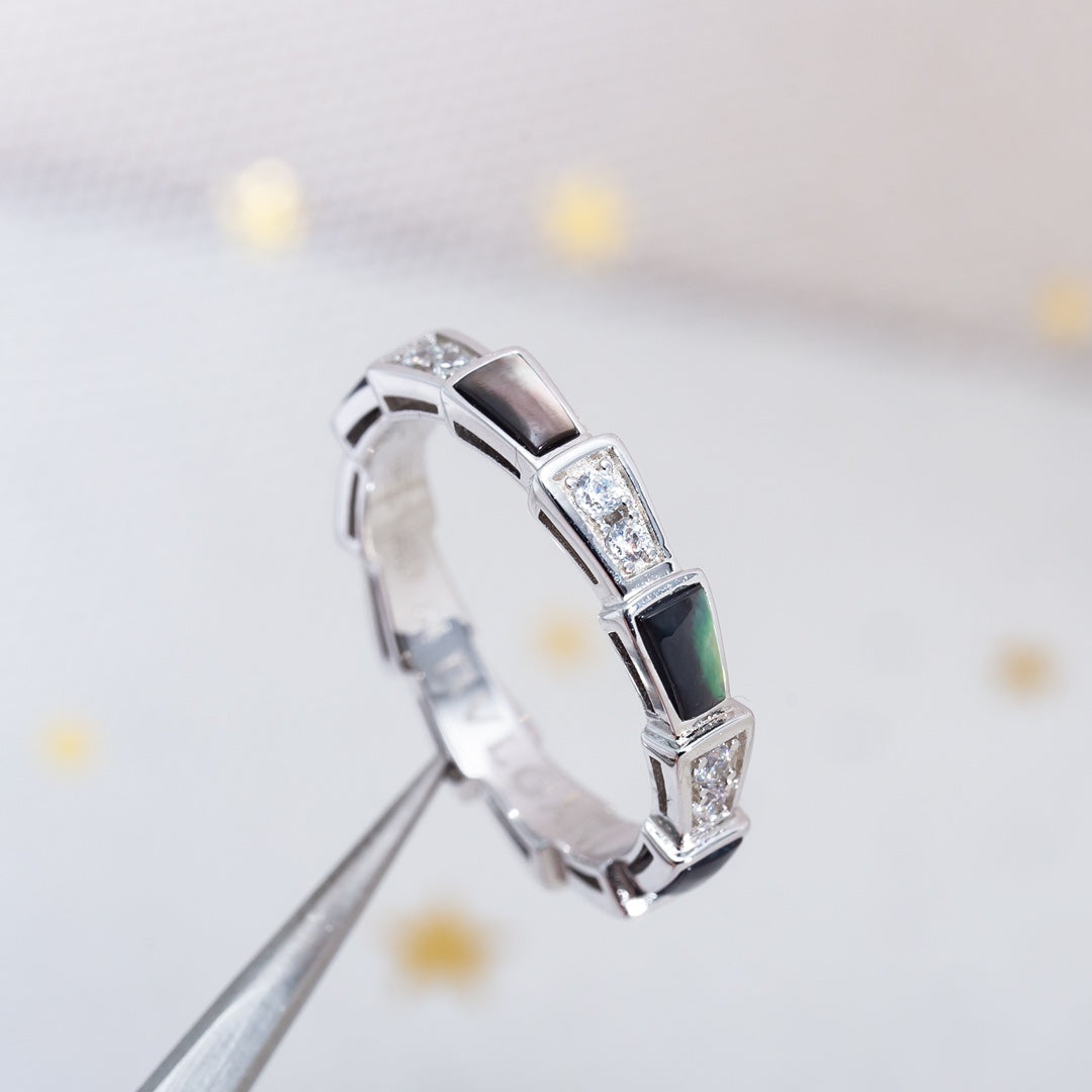 [Vicky]SERPENTI RING SILVER  DIAMOND BLACK MOP 3MM
