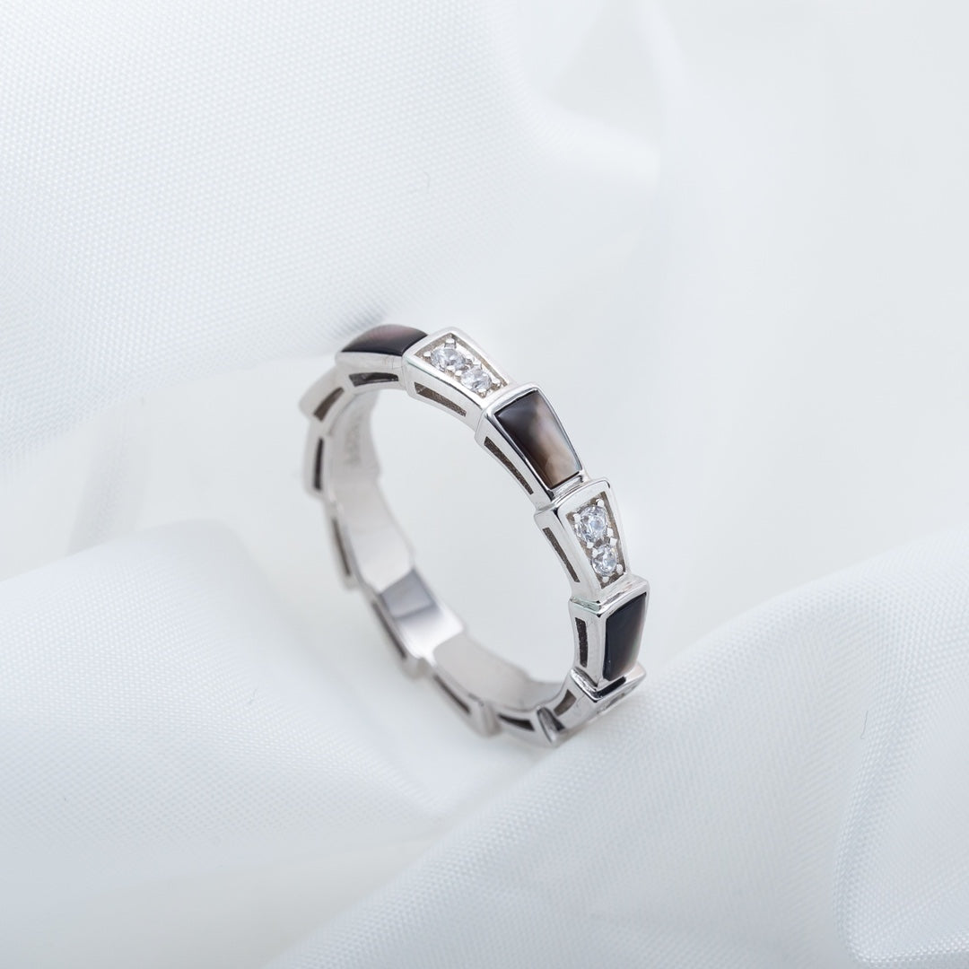 [Vicky]SERPENTI RING SILVER  DIAMOND BLACK MOP 3MM