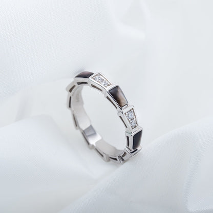 [Vicky]SERPENTI RING SILVER  DIAMOND BLACK MOP 3MM