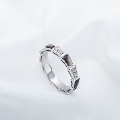 [Vicky]SERPENTI RING SILVER  DIAMOND BLACK MOP 3MM
