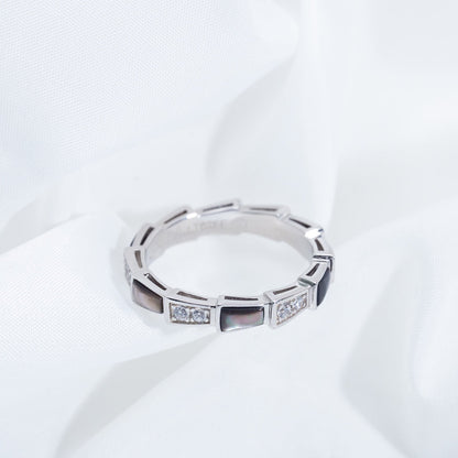[Vicky]SERPENTI RING SILVER  DIAMOND BLACK MOP 3MM