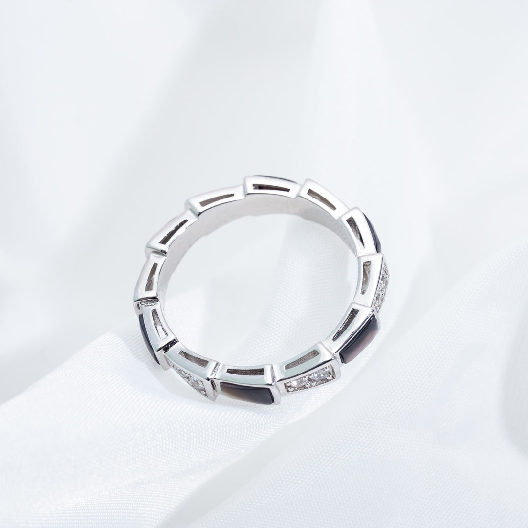 [Vicky]SERPENTI RING SILVER  DIAMOND BLACK MOP 3MM