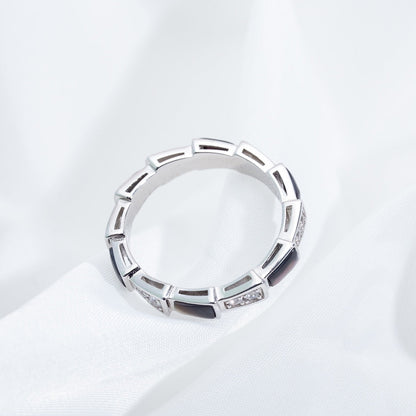 [Vicky]SERPENTI RING SILVER  DIAMOND BLACK MOP 3MM