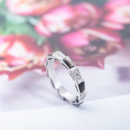 [Vicky]SERPENTI RING SILVER  DIAMOND BLACK MOP 3MM