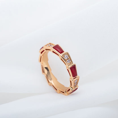 [Vicky]SERPENTI RING ROTGOLD KARNEOL DIAMANT 3MM