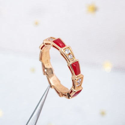 [Vicky]SERPENTI RING ROTGOLD KARNEOL DIAMANT 3MM