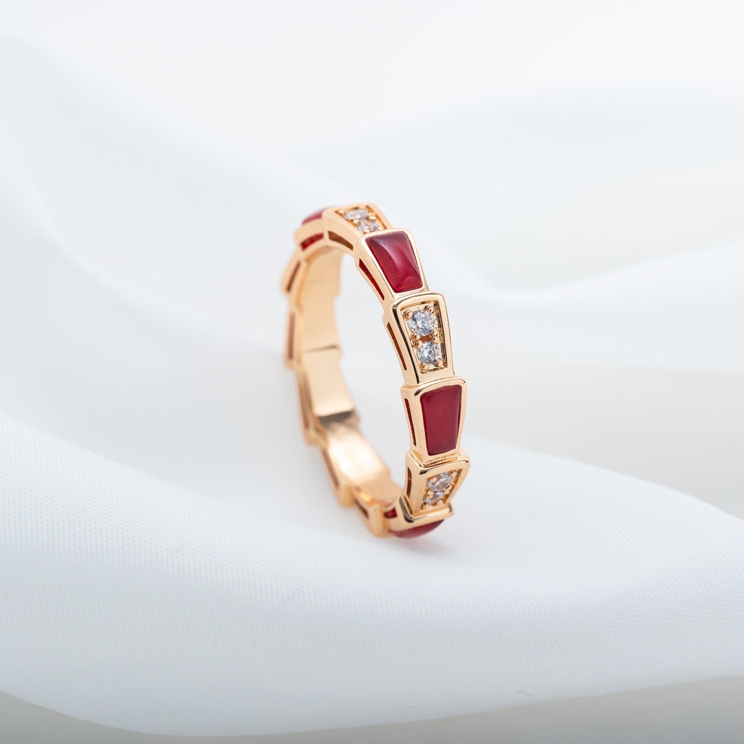 [Vicky]SERPENTI RING ROTGOLD KARNEOL DIAMANT 3MM