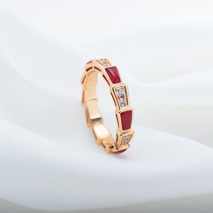[Vicky]SERPENTI RING ROTGOLD KARNEOL DIAMANT 3MM