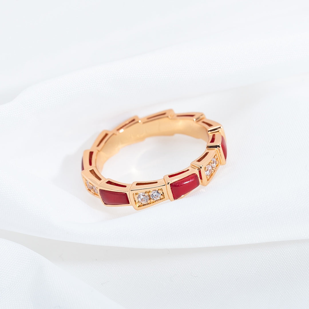 [Vicky]SERPENTI RING ROTGOLD KARNEOL DIAMANT 3MM