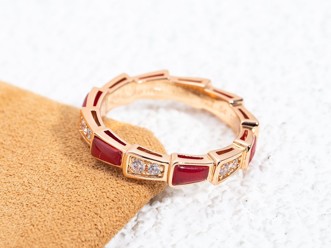 [Vicky]SERPENTI RING ROTGOLD KARNEOL DIAMANT 3MM
