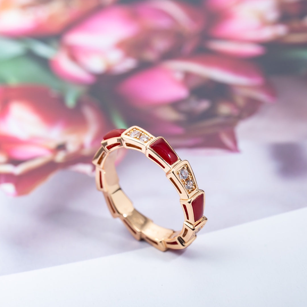 [Vicky]SERPENTI RING ROTGOLD KARNEOL DIAMANT 3MM