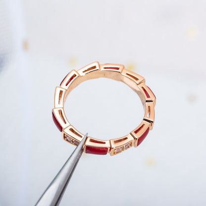 [Vicky]SERPENTI RING ROTGOLD KARNEOL DIAMANT 3MM