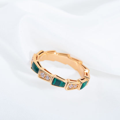 [Vicky]SERPENTI RING PINK GOLD MALACHITE DIAMOND 3MM
