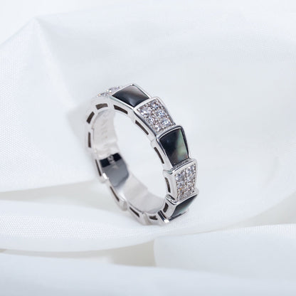 [Vicky]SERPENTI RING SILBER DIAMANT SCHWARZ MOP 4MM