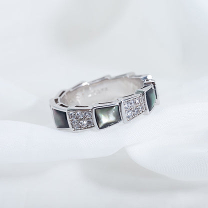 [Vicky]SERPENTI RING SILBER DIAMANT SCHWARZ MOP 4MM
