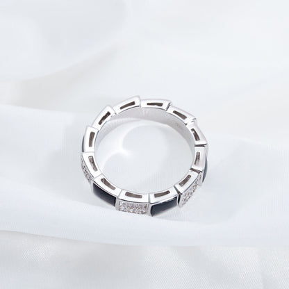 [Vicky]SERPENTI RING SILBER DIAMANT SCHWARZ MOP 4MM
