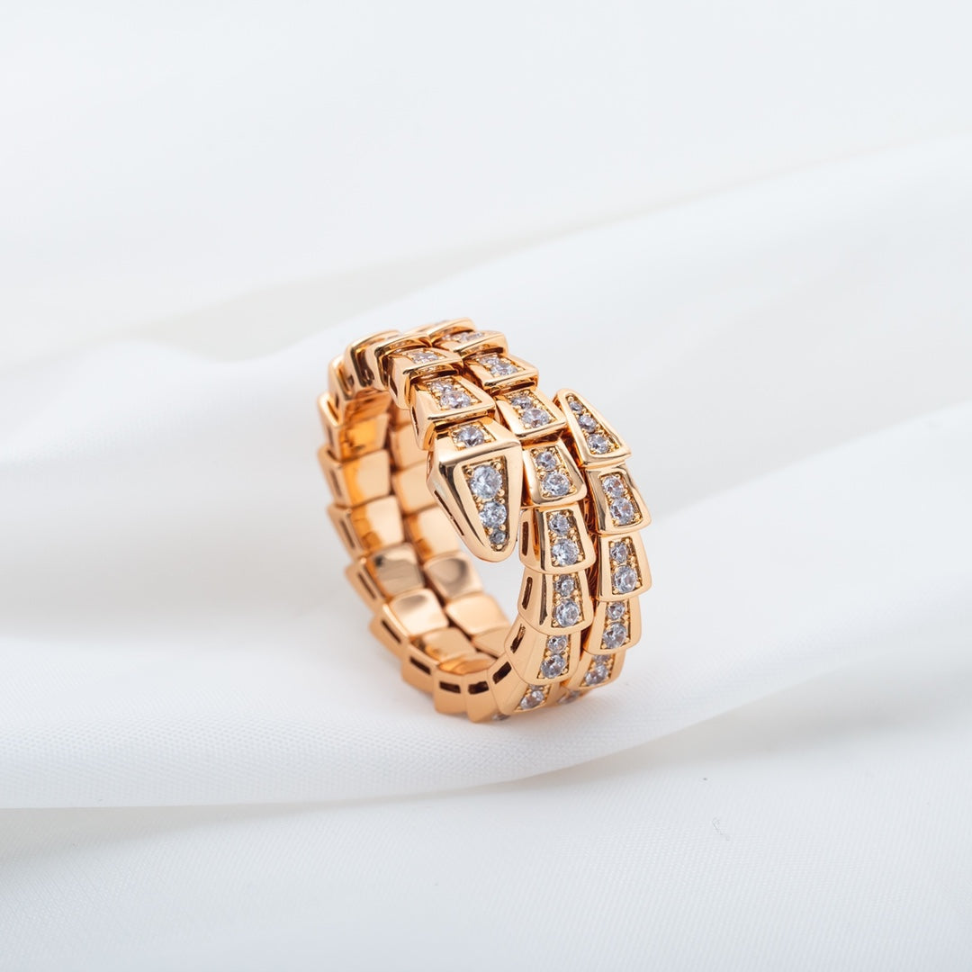 [Vicky]SERPENTI RING ROTGOLD DIAMANT DOPPELREIHIG