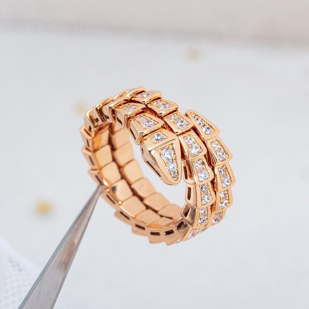 [Vicky]SERPENTI RING ROTGOLD DIAMANT DOPPELREIHIG