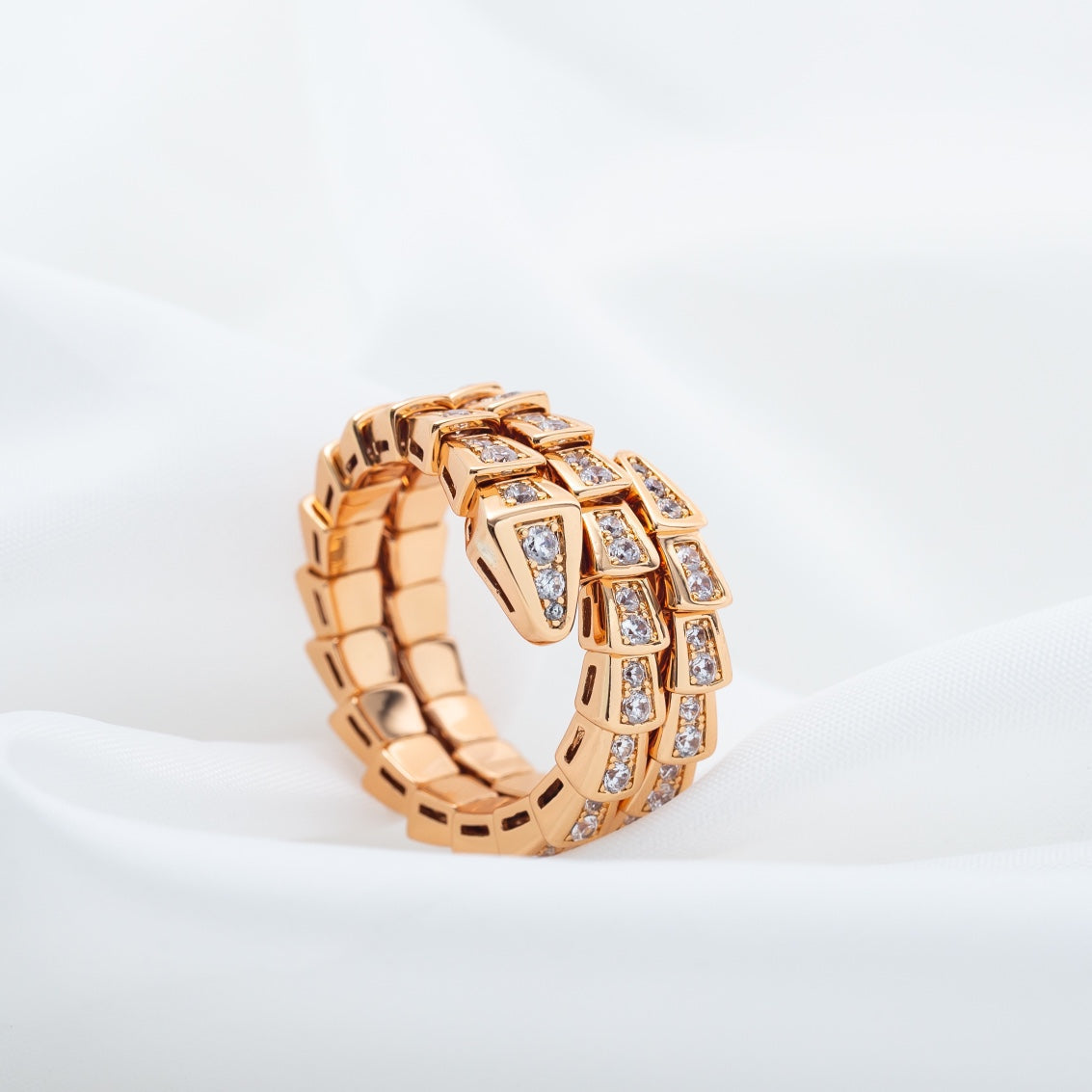 [Vicky]SERPENTI RING ROTGOLD DIAMANT DOPPELREIHIG
