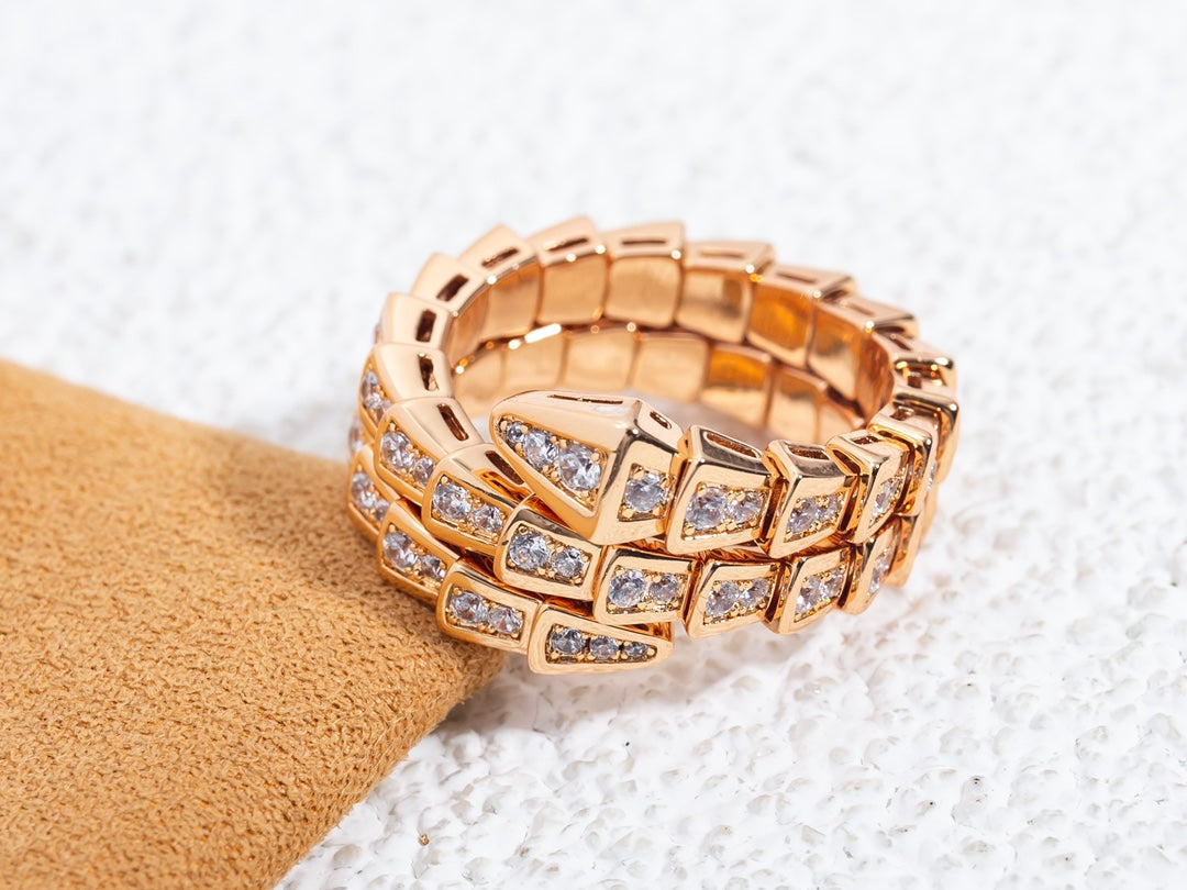 [Vicky]SERPENTI RING ROTGOLD DIAMANT DOPPELREIHIG