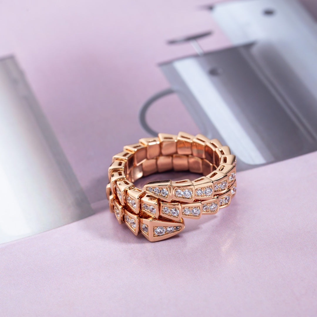 [Vicky]SERPENTI RING ROTGOLD DIAMANT DOPPELREIHIG
