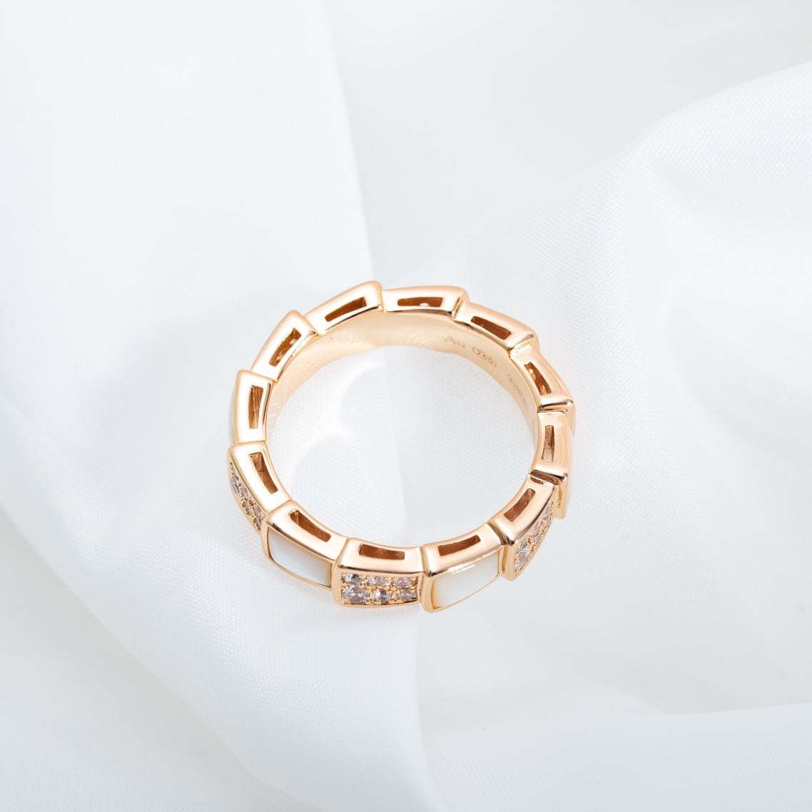 [Vicky]SERPENTI RING PINK GOLD MOP DIAMOND PAVED 4MM