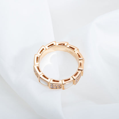 [Vicky]SERPENTI RING PINK GOLD MOP DIAMOND PAVED 4MM