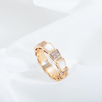 [Vicky]SERPENTI RING PINK GOLD MOP DIAMOND PAVED 4MM