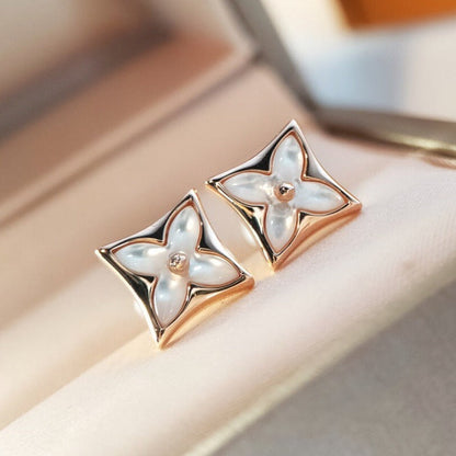 [Vicky]STAR MOP PINK GOLD EARRINGS