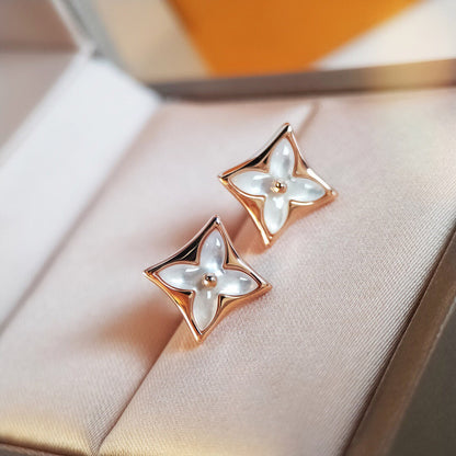 [Vicky]STAR MOP PINK GOLD EARRINGS