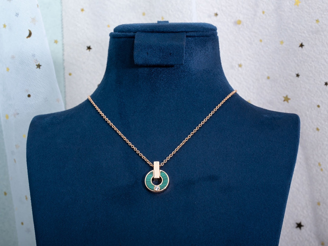[Vicky]GARI NECKLACE PINK GOLD MALACHITE