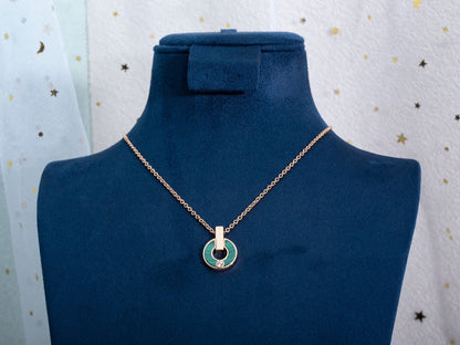 [Vicky]GARI NECKLACE PINK GOLD MALACHITE