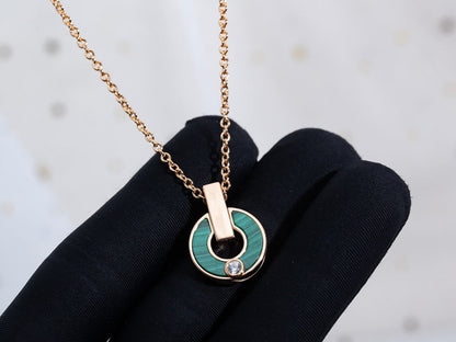 [Vicky]GARI NECKLACE PINK GOLD MALACHITE