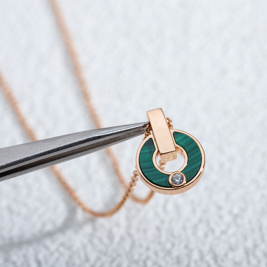 [Vicky]GARI NECKLACE PINK GOLD MALACHITE
