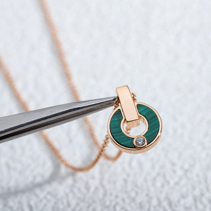 [Vicky]GARI NECKLACE PINK GOLD MALACHITE