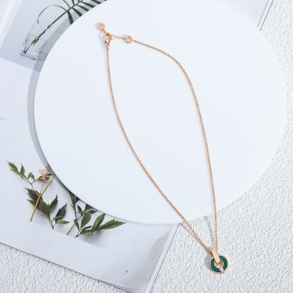 [Vicky]GARI NECKLACE PINK GOLD MALACHITE