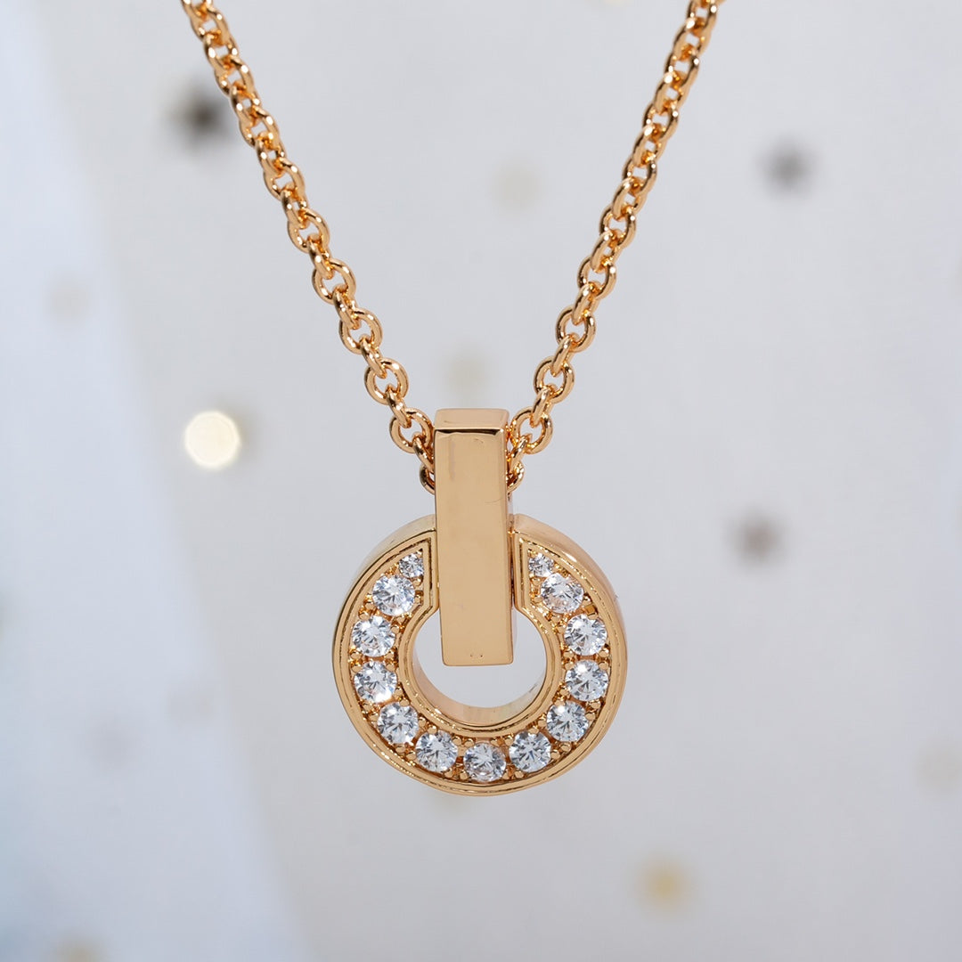 [Vicky]GARI NECKLACE PINK GOLD DIAMOND