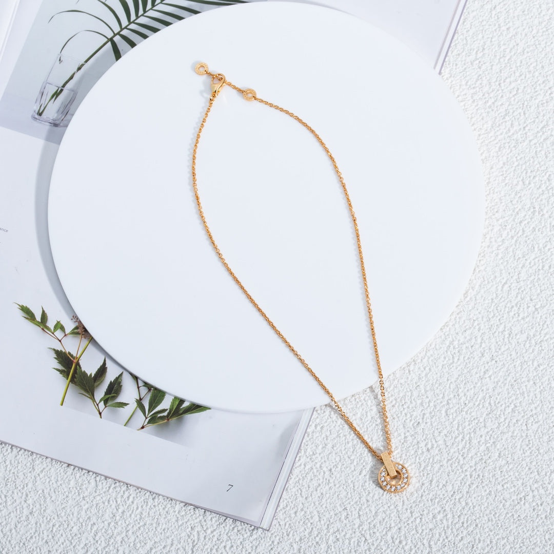 [Vicky]GARI NECKLACE PINK GOLD DIAMOND