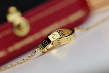 [Vicky]LOVE NECKLACE DOUBLE RING GOLD