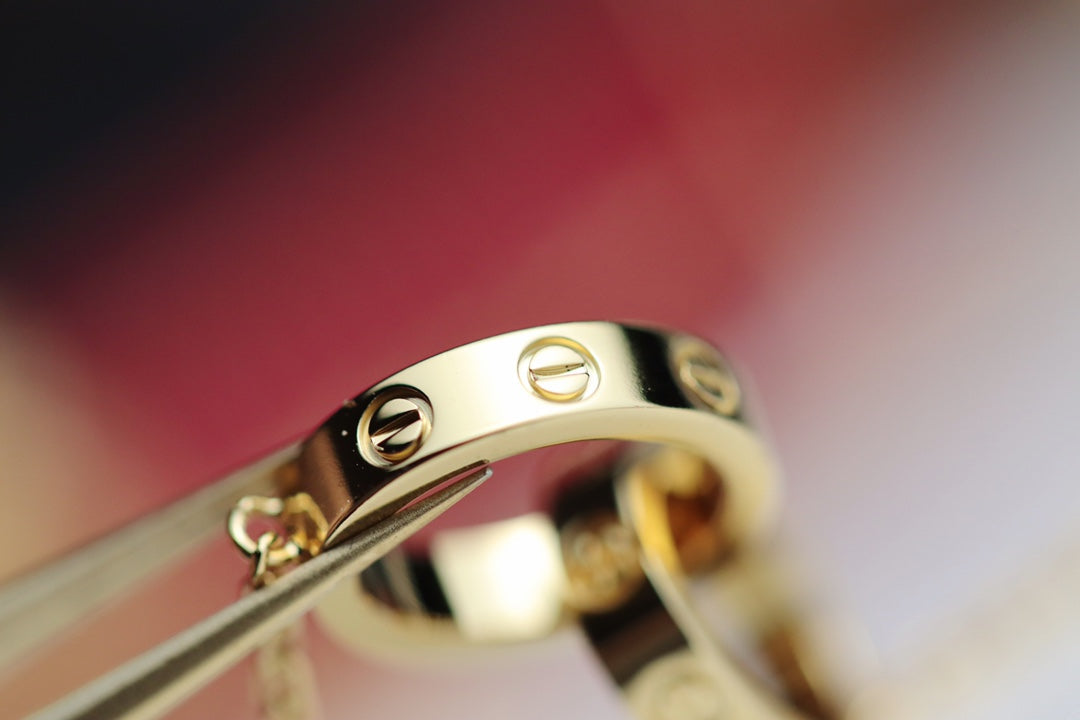 [Vicky]LOVE NECKLACE DOUBLE RING GOLD