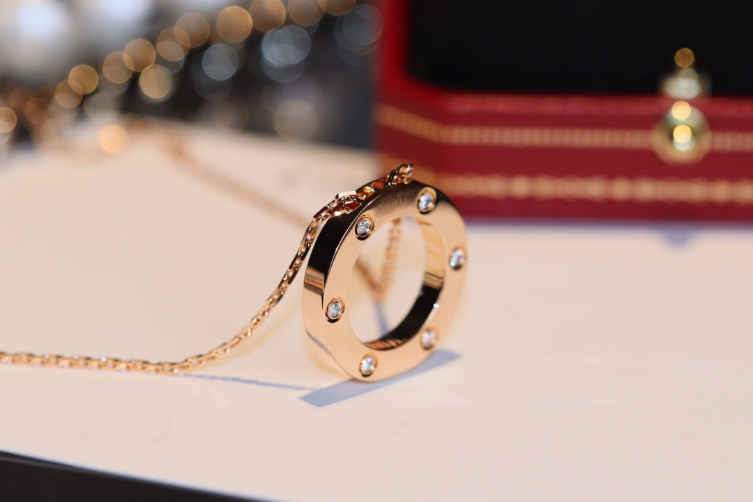 [Vicky] LIEBESHALSKETTE 16MM 6 DIAMANTEN ROTGOLD